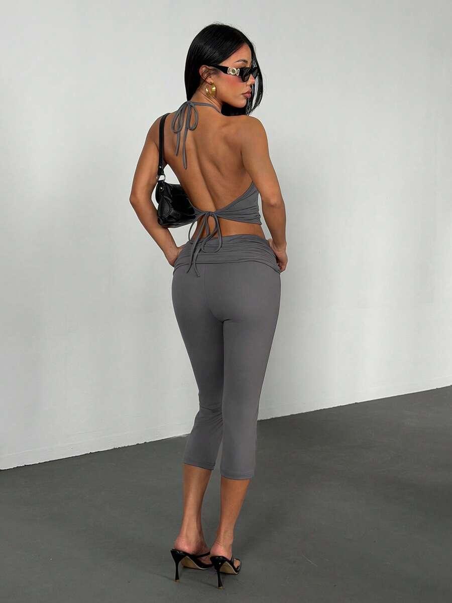 SHEIN SZARY KOMPLET TOP RYBACZKI S06__S