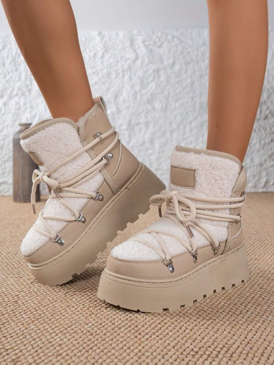 SHEIN BEŻOWE ŚNIEGOWCE FUTERKO W01__38