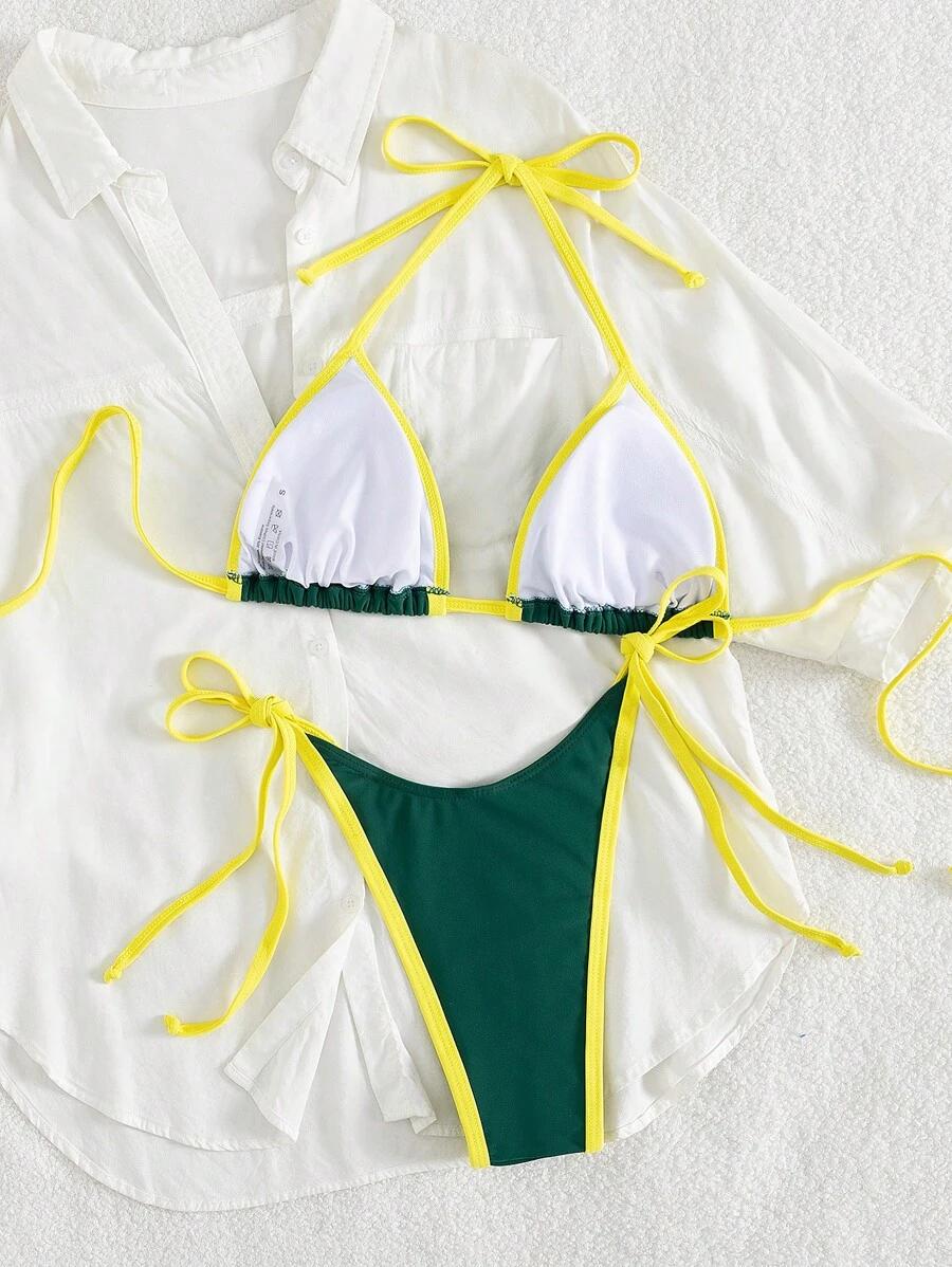 SHEIN DWUCZĘŚCIOWY STRÓJ KĄPIELOWY KONTRAST S09__XL