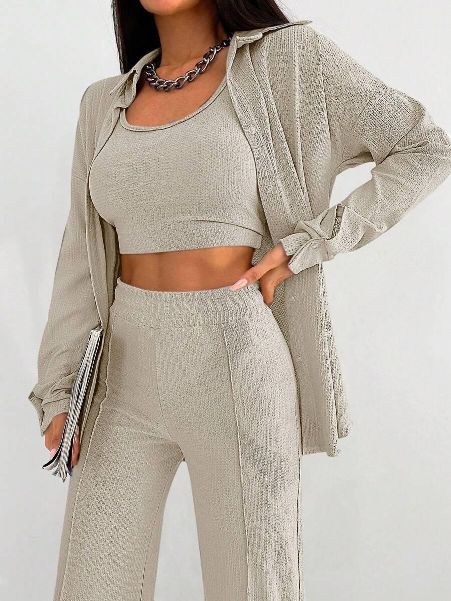 SHEIN SPODNIE TOP KOSZULA KOMPLET S09__S