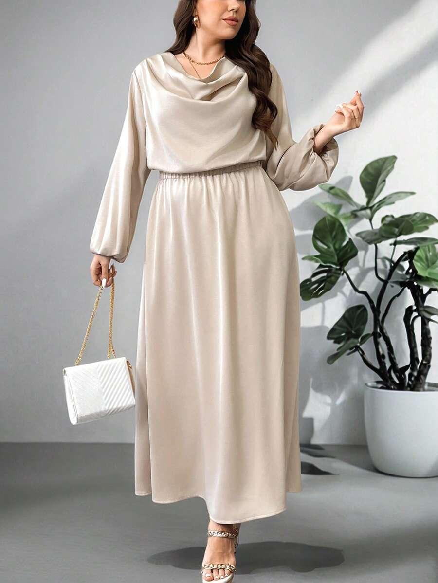 SHEIN KREMOWA MAXI SUKIENKA DŁUGI RĘKAW S06__52