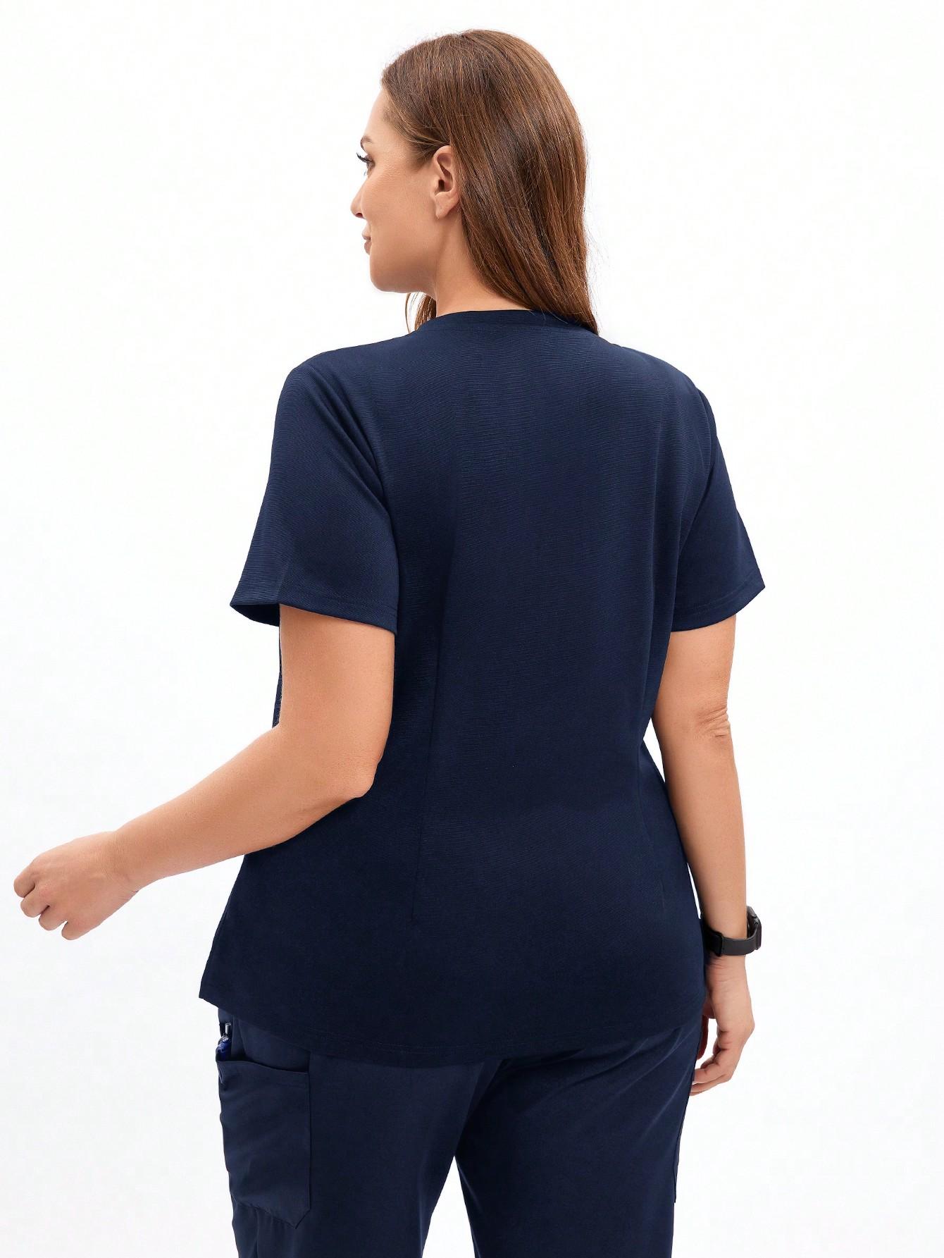 SHEIN GRANATOWA BLUZKA KRÓTKI RĘKAW S06__48