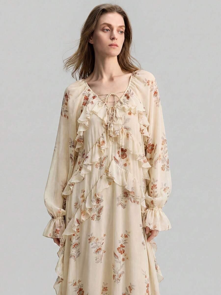 ONTRE SUKIENKA MAXI PRINT KWIATY S09__XS