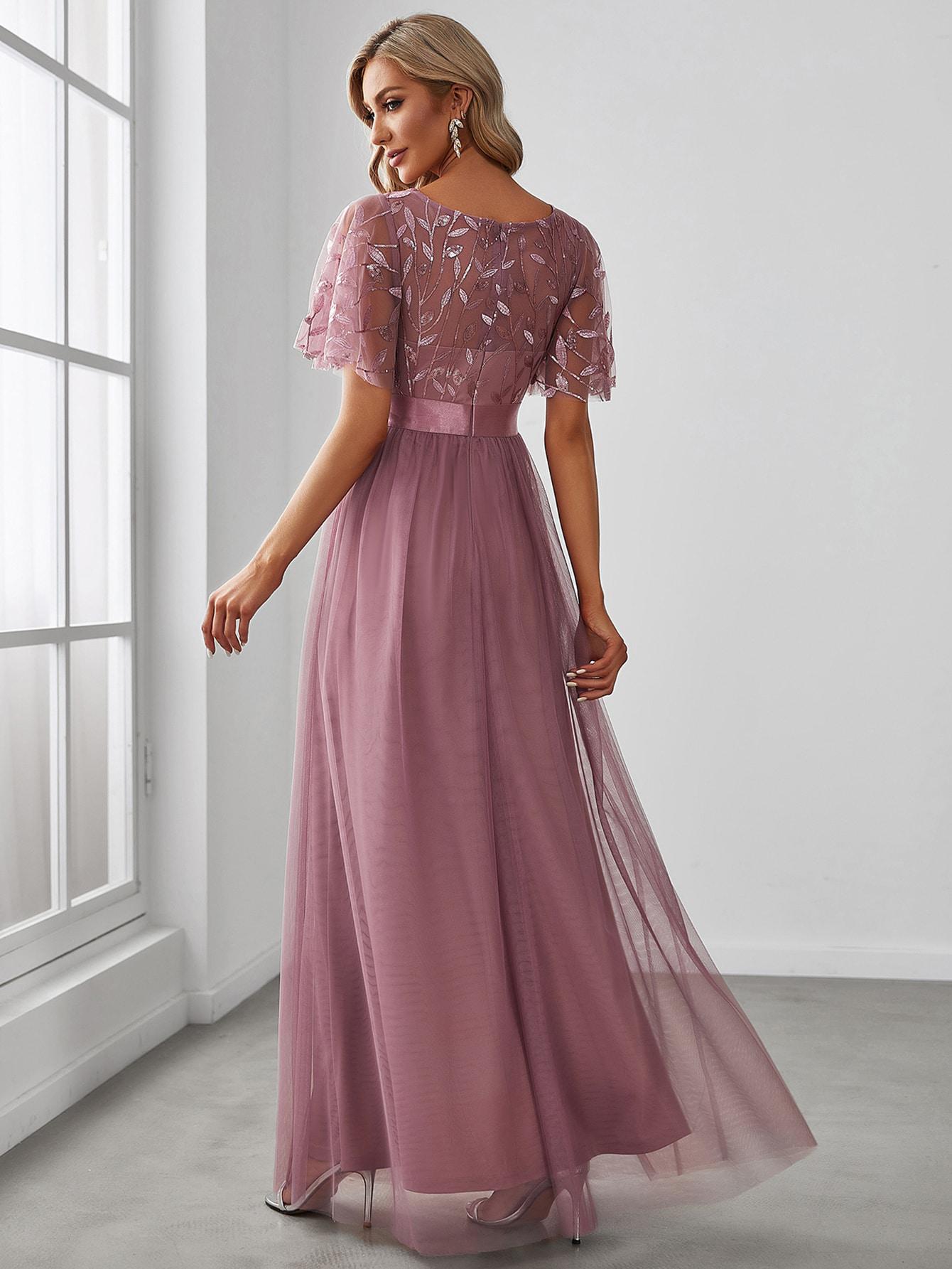 SHEIN RÓŻOWA MAXI SUKIENKA KRÓTKI RĘKAW S06__XXL