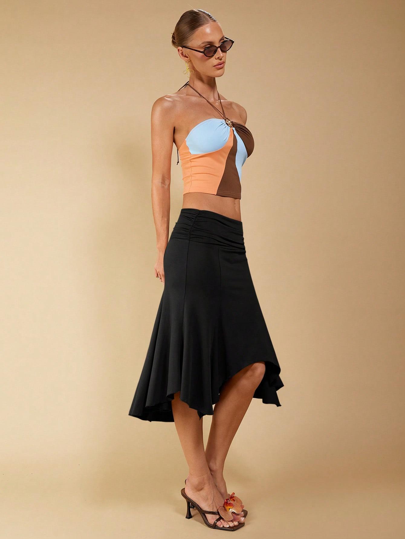 SHEIN CZARNA MIDI SPÓDNICA S06__S