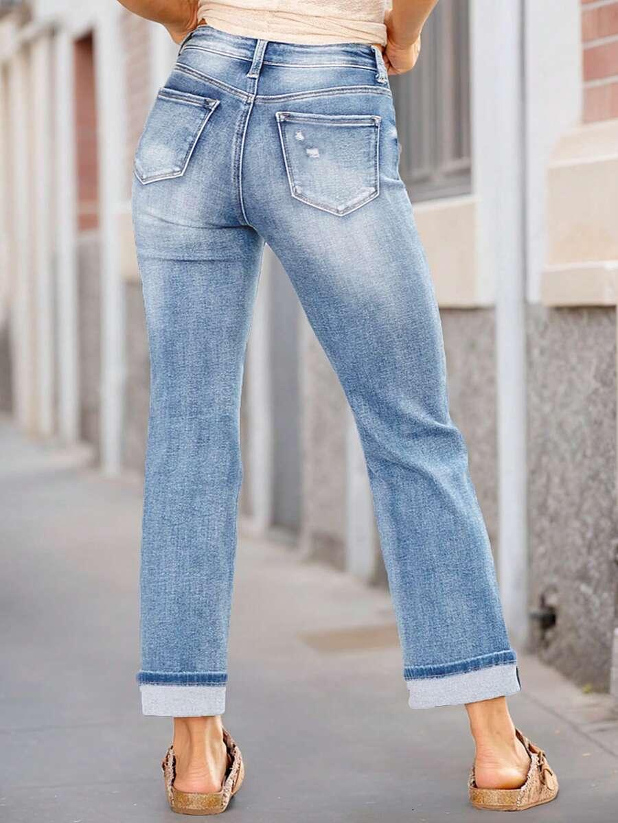 SHEIN NIEBIESKIE JEANSY PRZETARCIA S06__S
