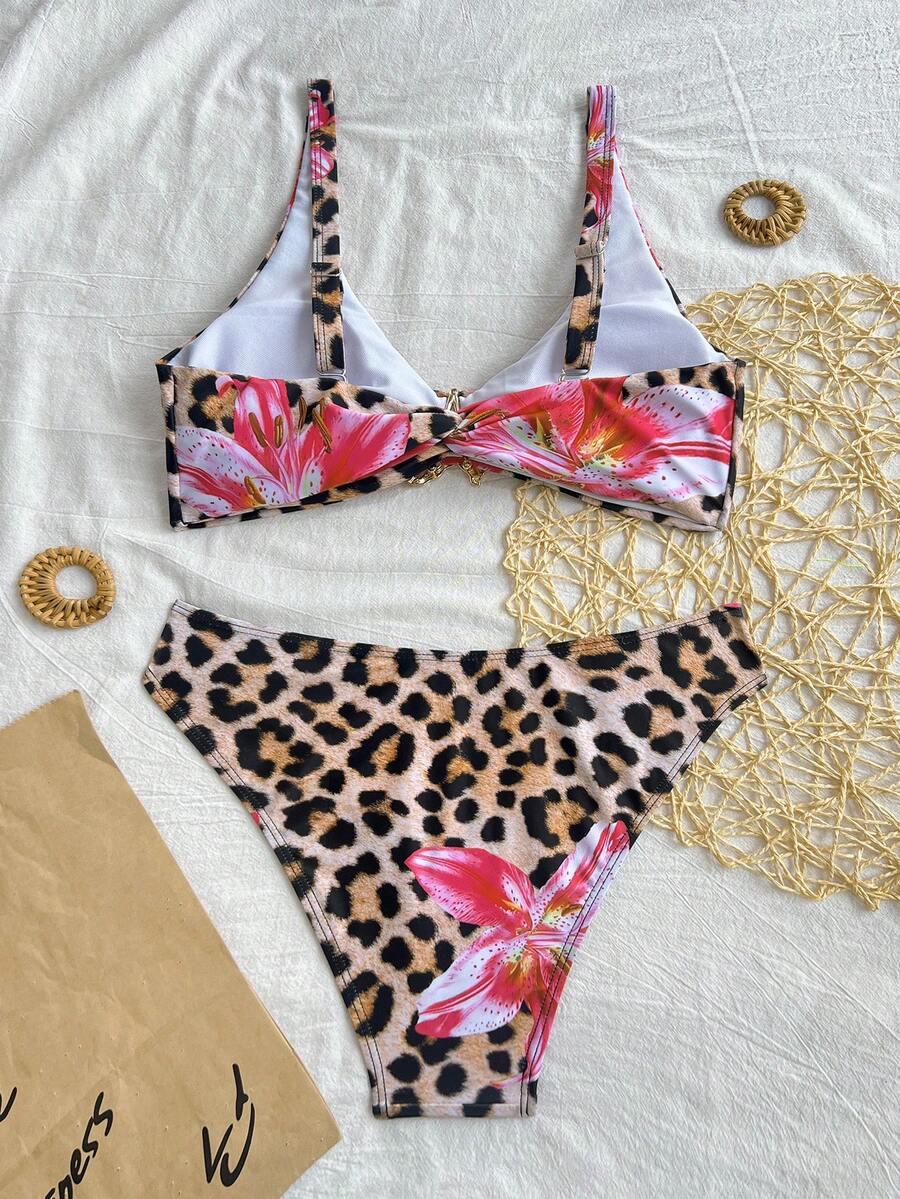 SHEIN DWUCZĘŚCIOWY STRÓJ KĄPIELOWY ANIMAL PRINT S09__L