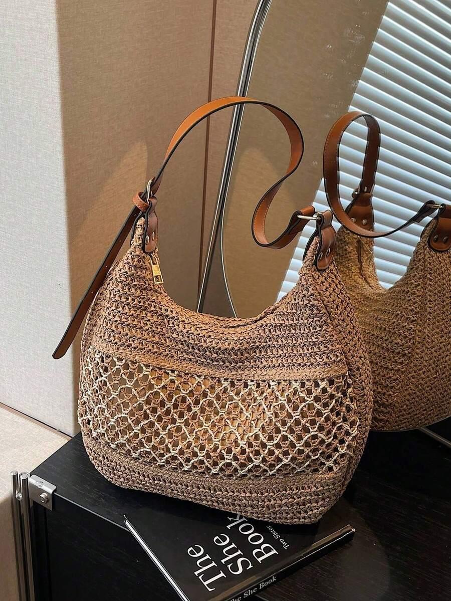 SHEIN BRĄZOWA TOREBKA ZIP S07__9X28X32CM
