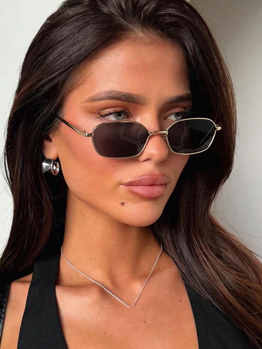SHEIN ZŁOTE OKULARY PRZECIWSŁONECZNE S07