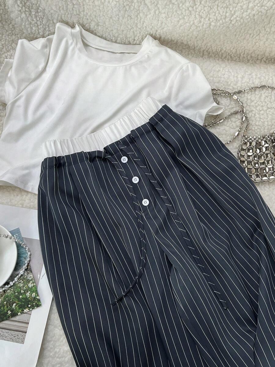 SHEIN SPODNIE W PASKI S06__M