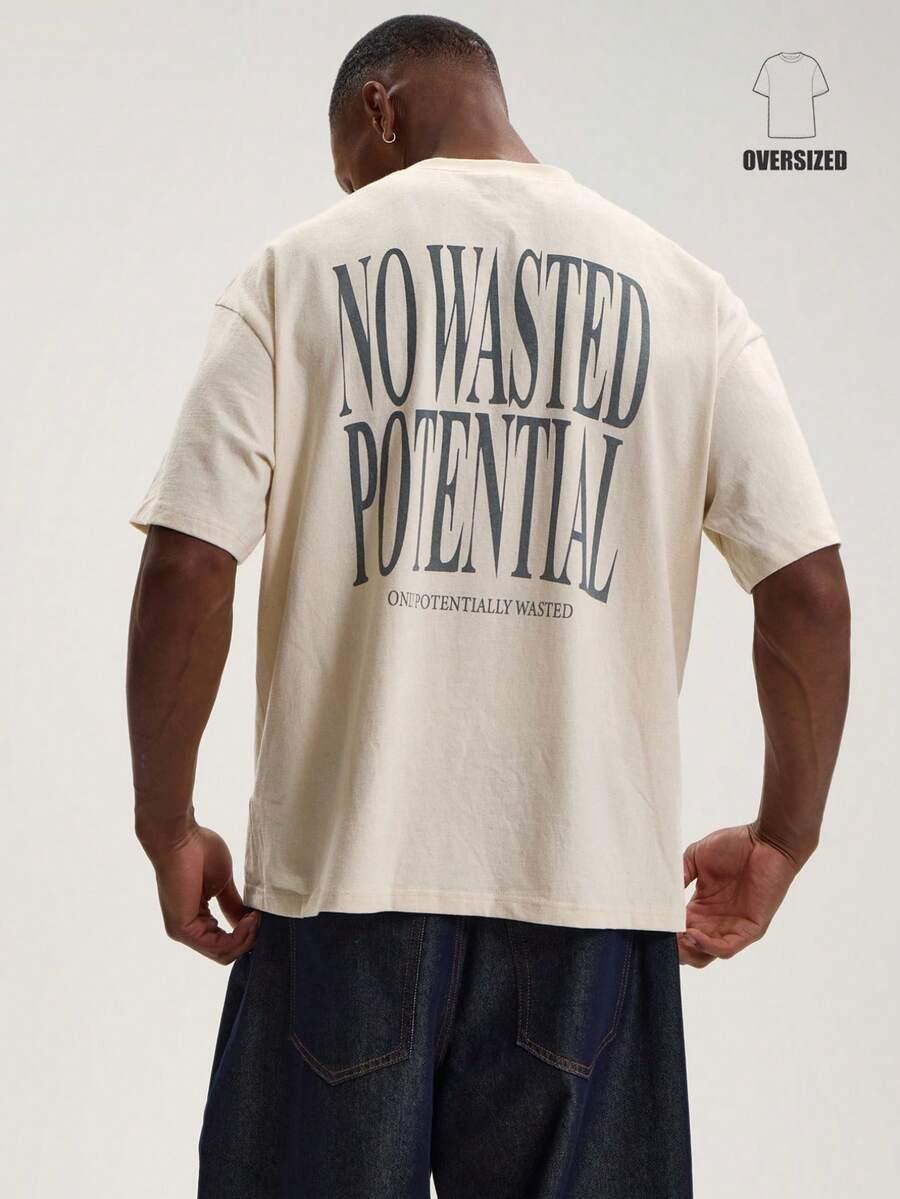 MUSERO BEŻOWY T-SHIRT NADRUK S06__M