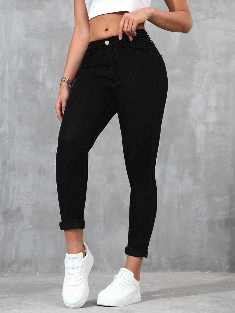 SHEIN CZARNE SPODNIE JEANS