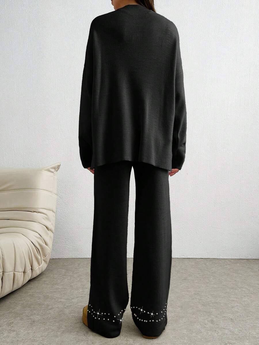 SHEIN SWETER SPODNIE KOMPLET ZDOBIENIE
