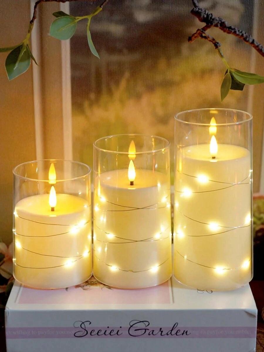 SHEIN LAMPA ŚWIECA NA BATERIE 3-PACK S07