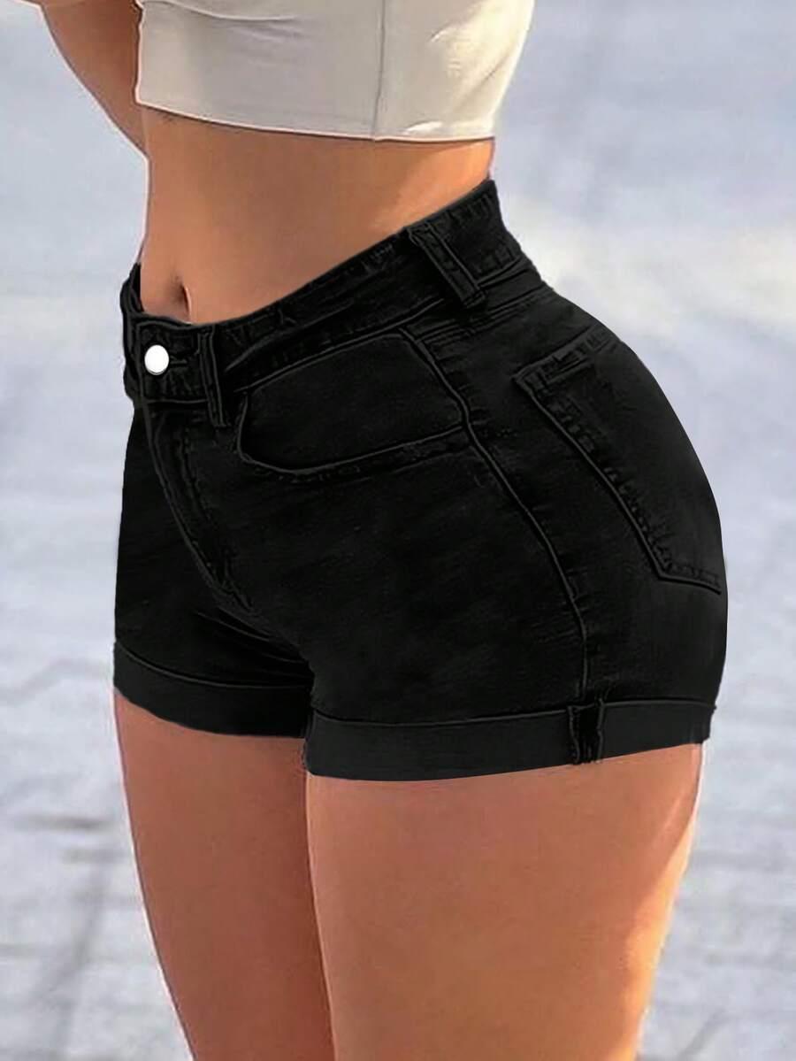 SHEIN CZARNE SPODENKI JEANS S06__XS