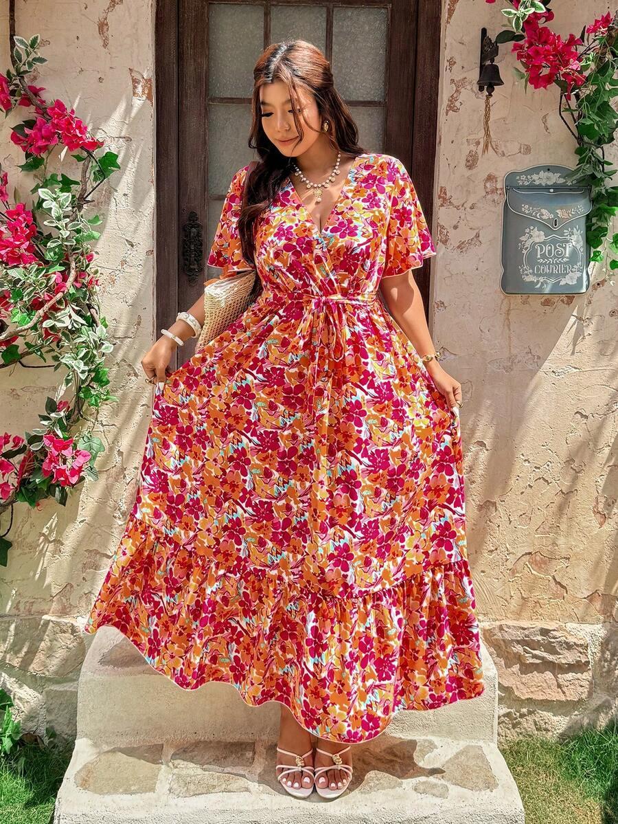 VIONELLE MAXI SUKIENKA W KWIATY S06__XXL
