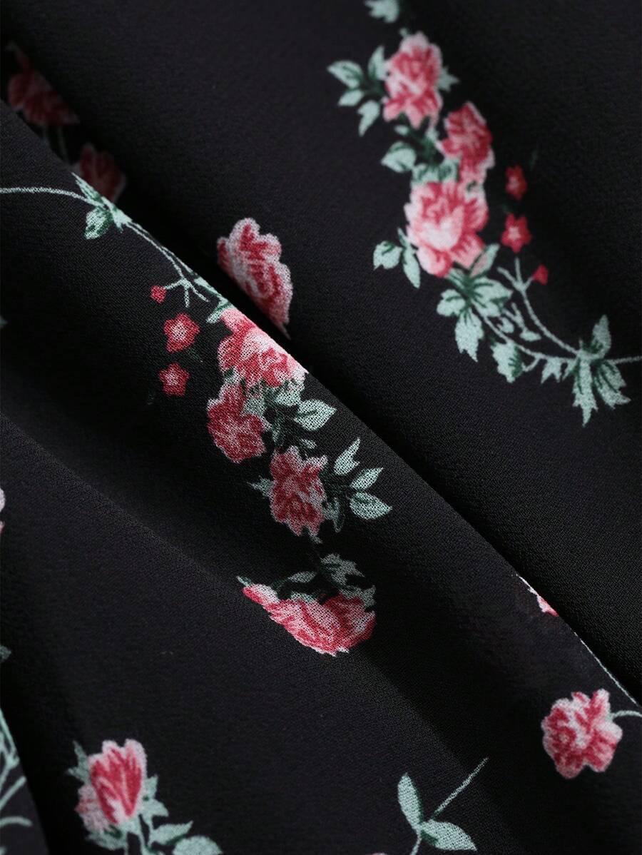 DAZY SUKIENKA WZÓR KWIATY V NECK S06__L