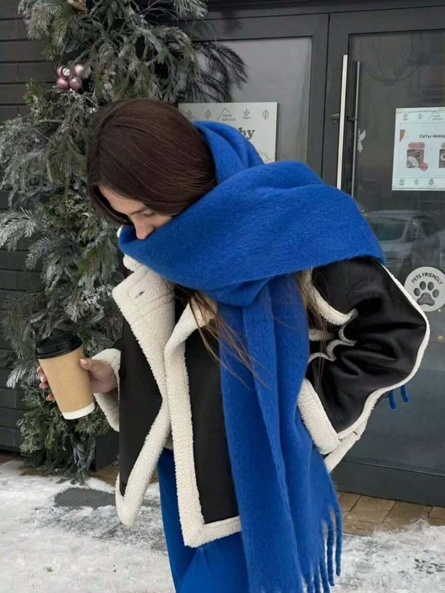 SHEIN NIEBIESKI SZALIK FRĘDZLE W01__30X180