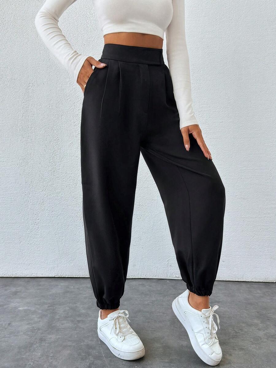 SHEIN CZARNE SPODNIE WYSOKI STAN S06__S