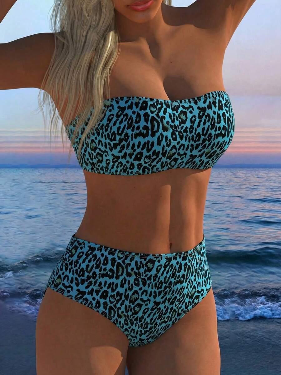 SHEIN SHEIN SHEIN DWUCZĘŚCIOWY STRÓJ KĄPIELOWY ANIMAL PRINT S09__XL