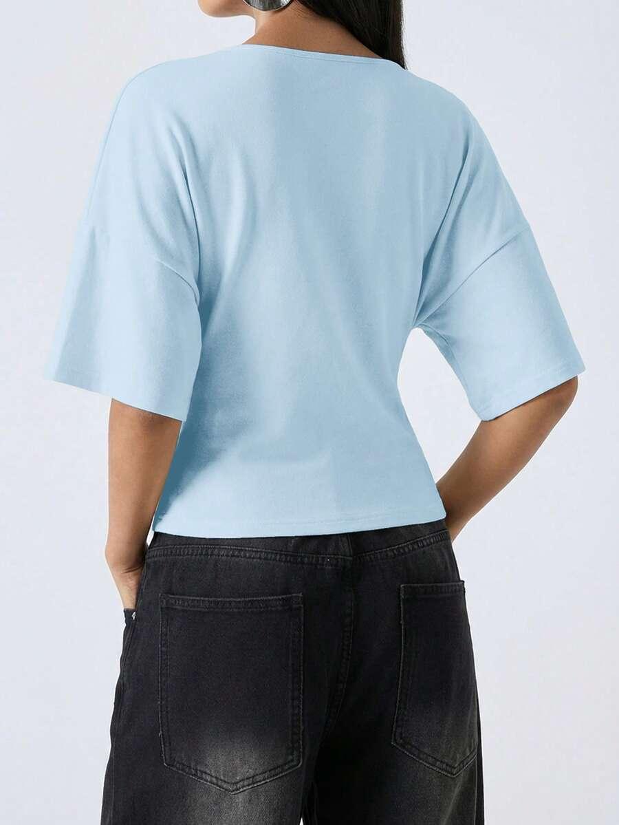 LYSMO NIEBIESKA BLUZKA V-NECK S06__XL