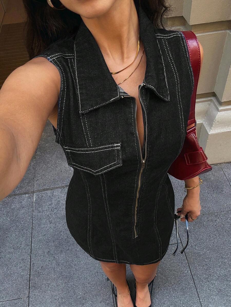 SHEIN CZARNA JEANSOWA SUKIENKA S06__XS