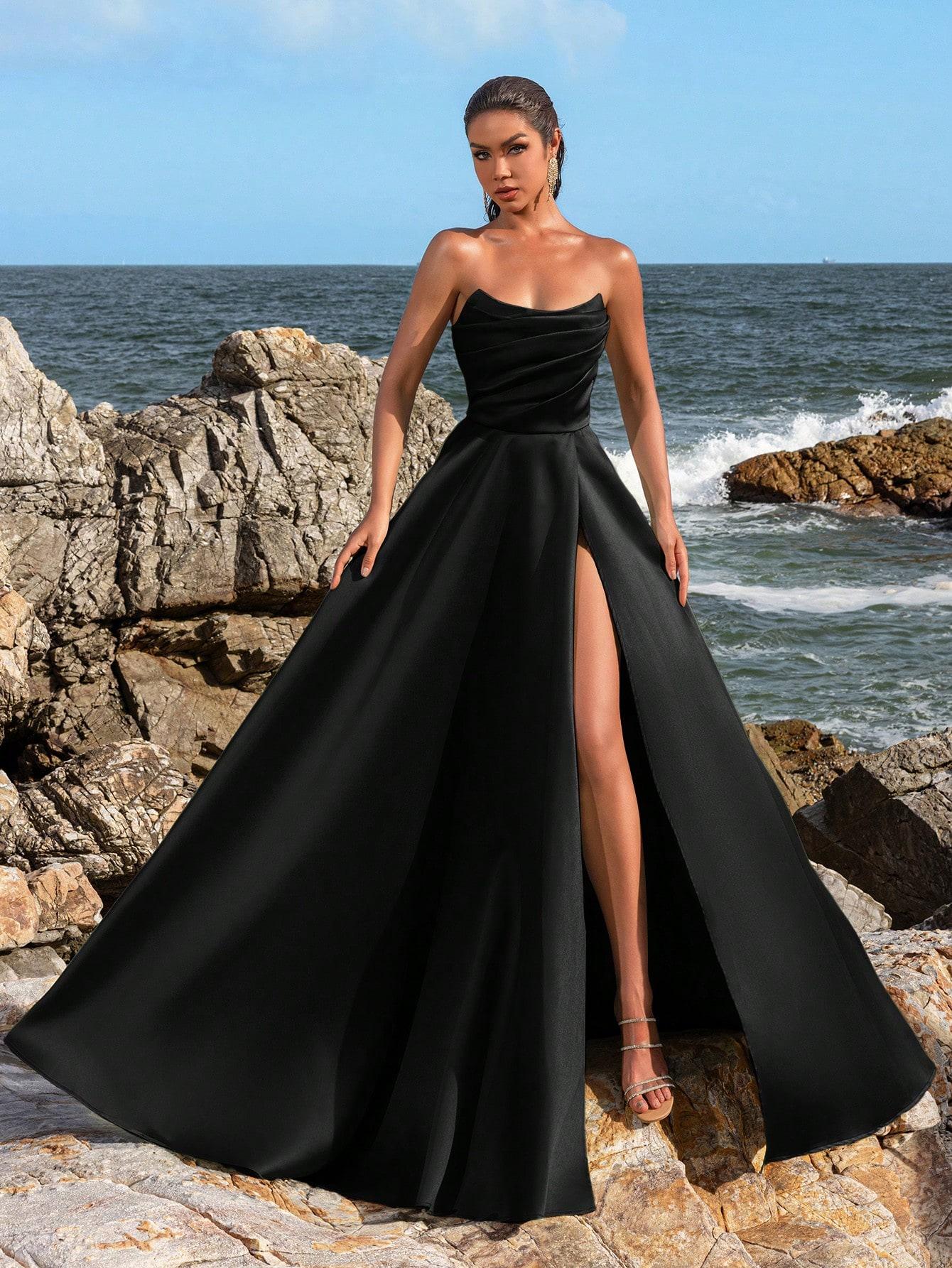 SHEIN CZARNA MAXI SUKIENKA