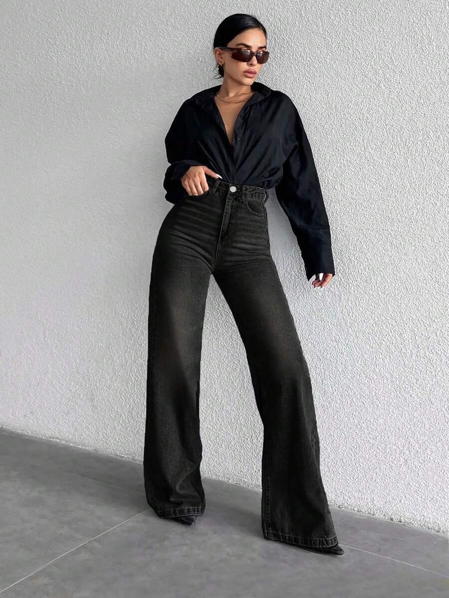 EURMUSE CZARNE SPODNIE JEANS S06__M