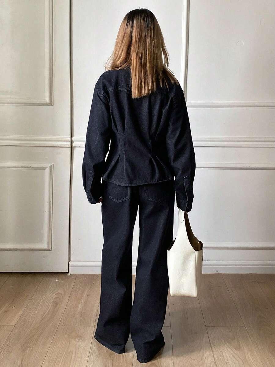 DAZY KOMPLET SPODNIE KURTKA JEANS S06__L