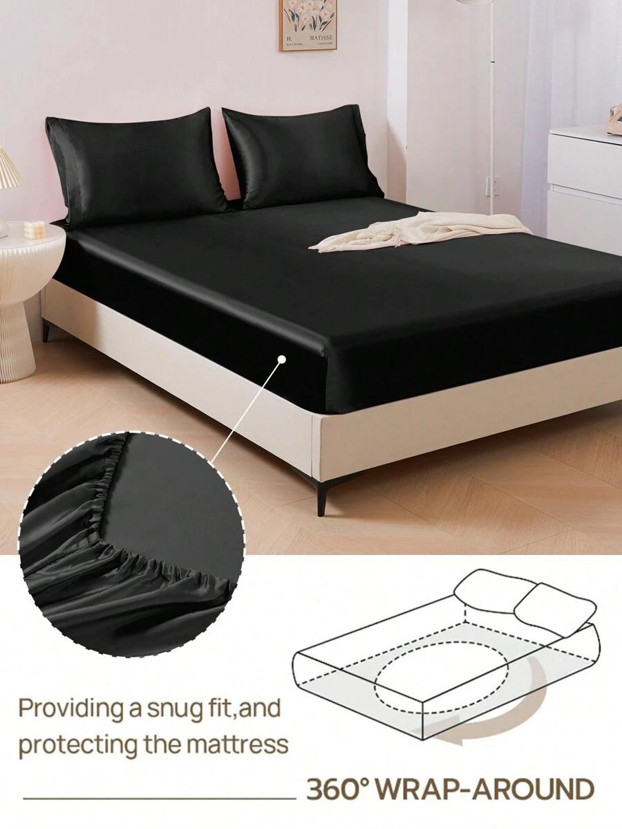 SHEIN CZARNE PRZEŚCIERADŁO Z GUMKĄ S07__100X200CM