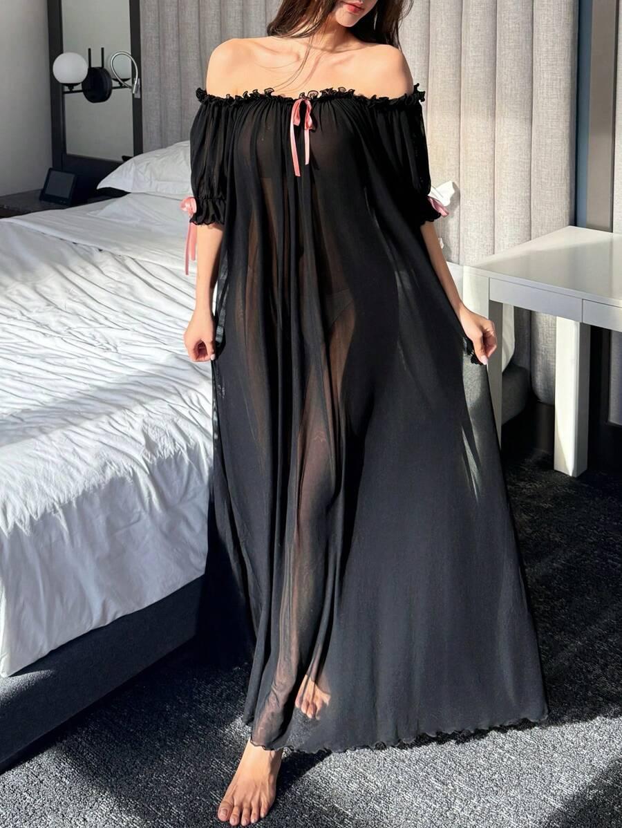SHEIN CZARNA KOSZULA NOCNA S06__L