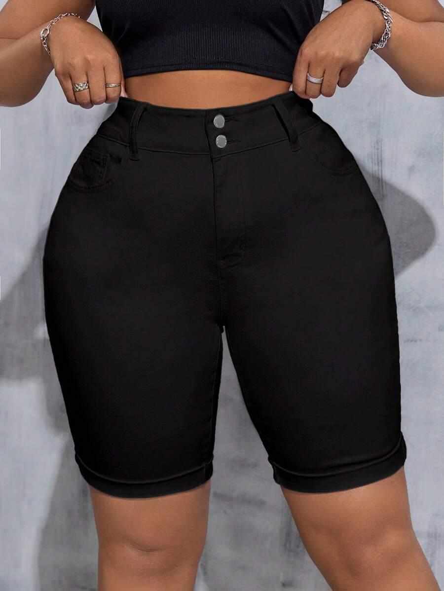 SHEIN CZARNE SPODENKI WYSOKI STAN S06__52
