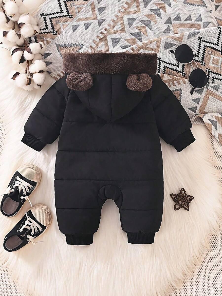 SHEIN CZARNY OCIEPLANY KOMBINEZON W01__74/80