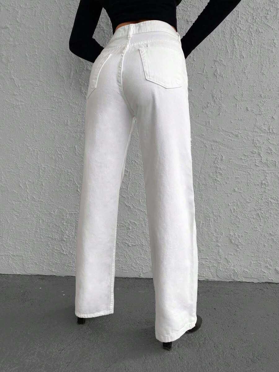 SHEIN BIAŁE SPODNIE JEANS S06__S