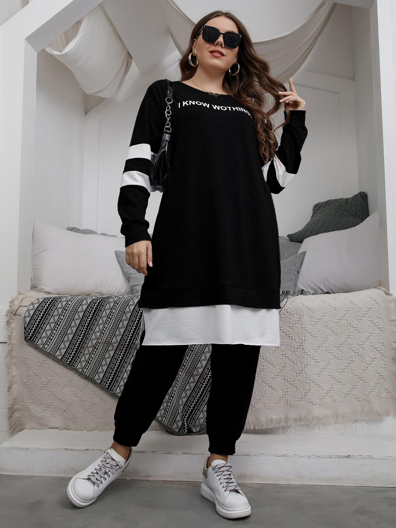 SHEIN CZARNY KOMPLET BLUZA SPODNIE S06__50