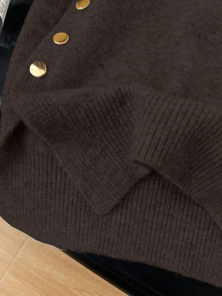 SHEIN BRĄZOWA DZIANINOWA KAMIZELKA S06__L
