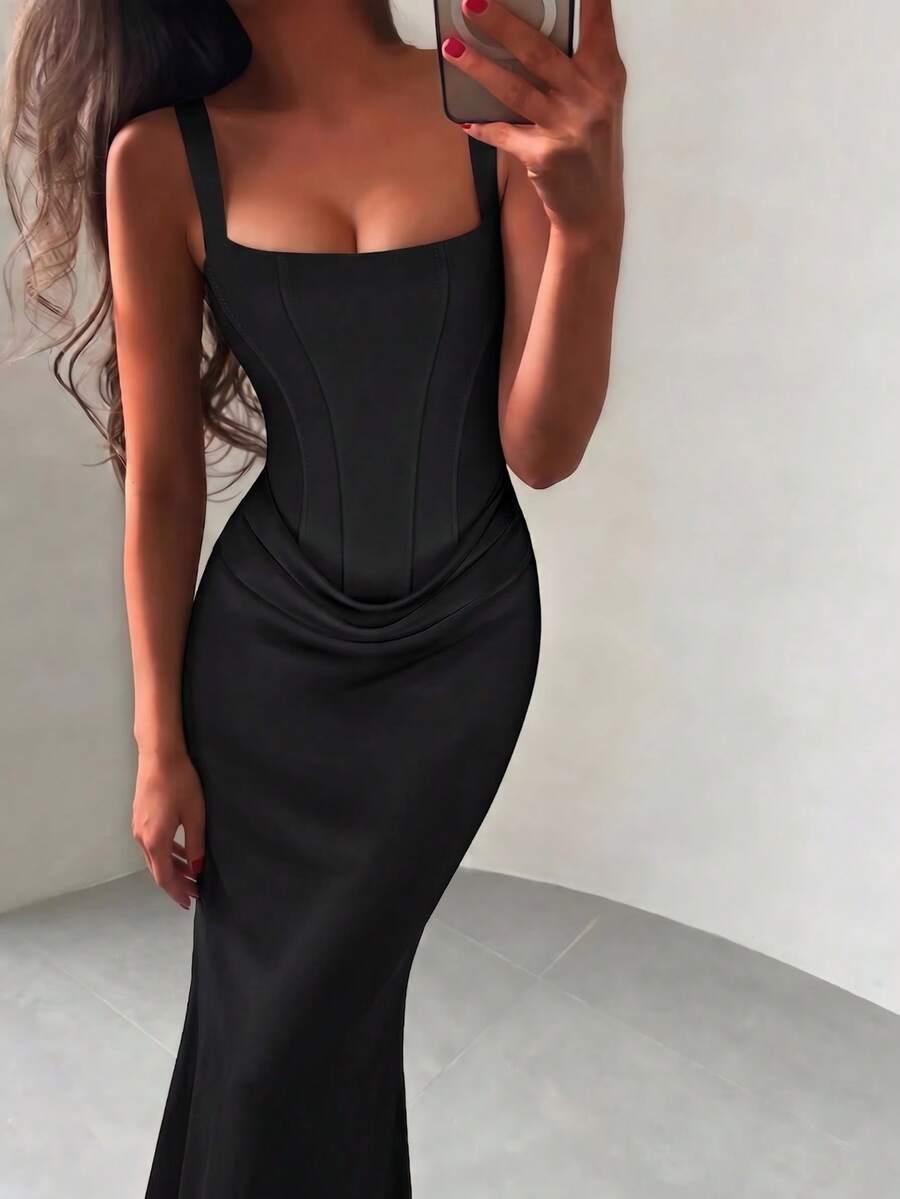 SHEIN CZARNA MAXI SUKIENKA PK01__M