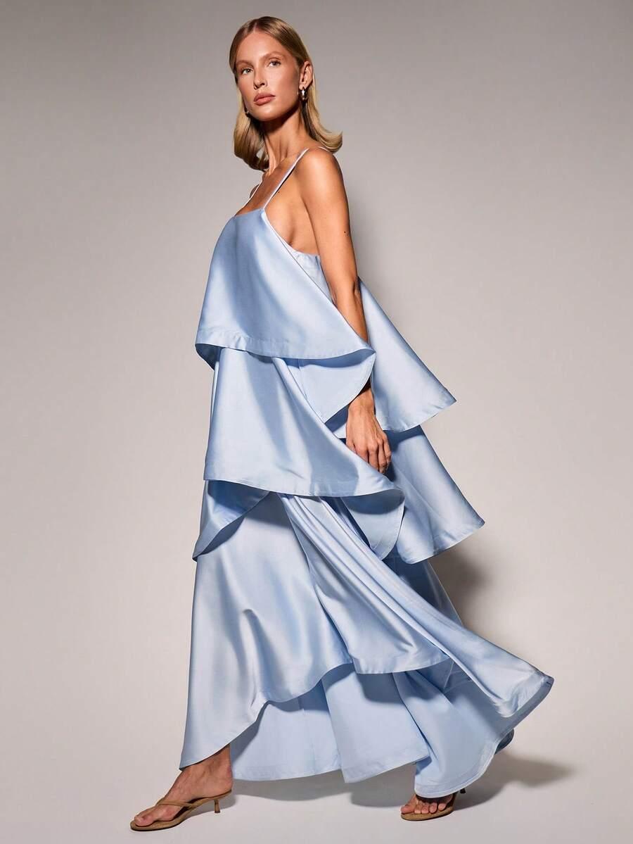 COSMINA NIEBIESKA MAXI SUKIENKA FALBANY PK01__XS