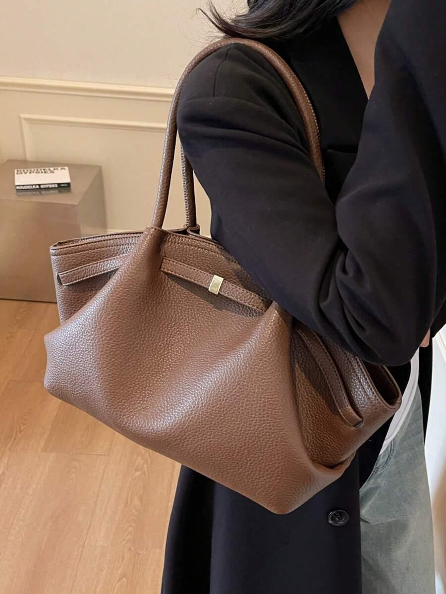 SHEIN BRĄZOWA TOREBKA IMITACJA SKÓRY S07__31X13X21CM