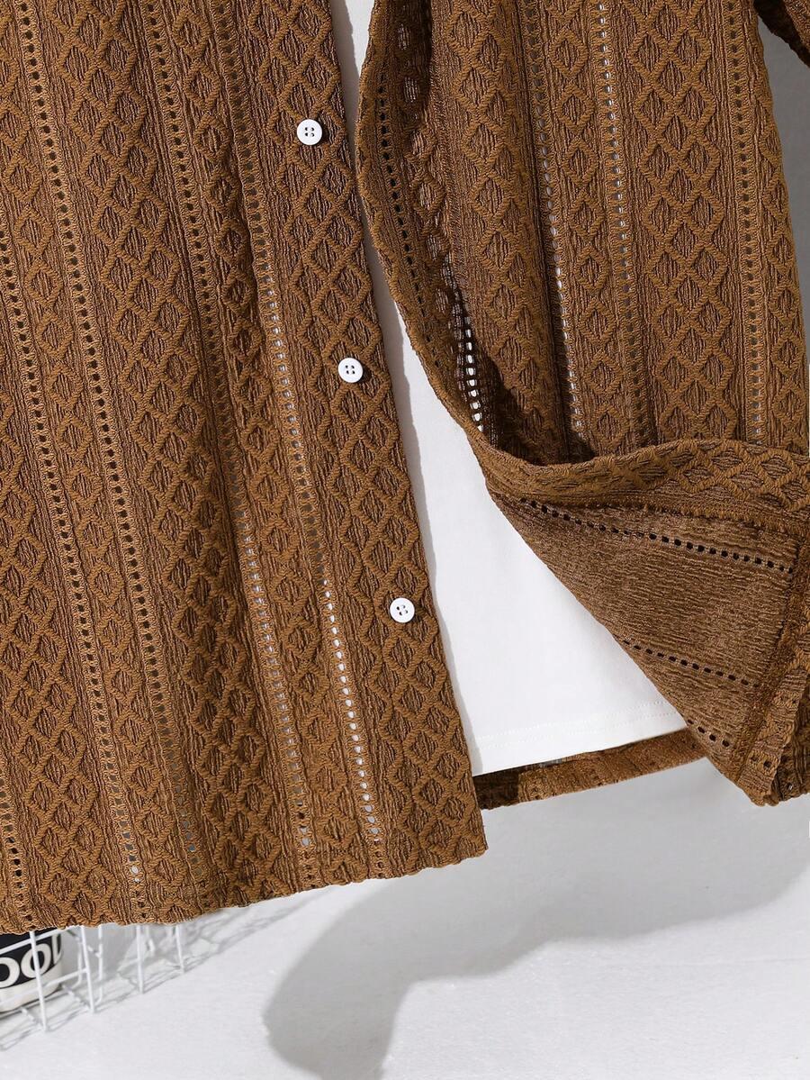 SHEIN BRĄZOWA KOSZULA GUZIKI S09__152/158