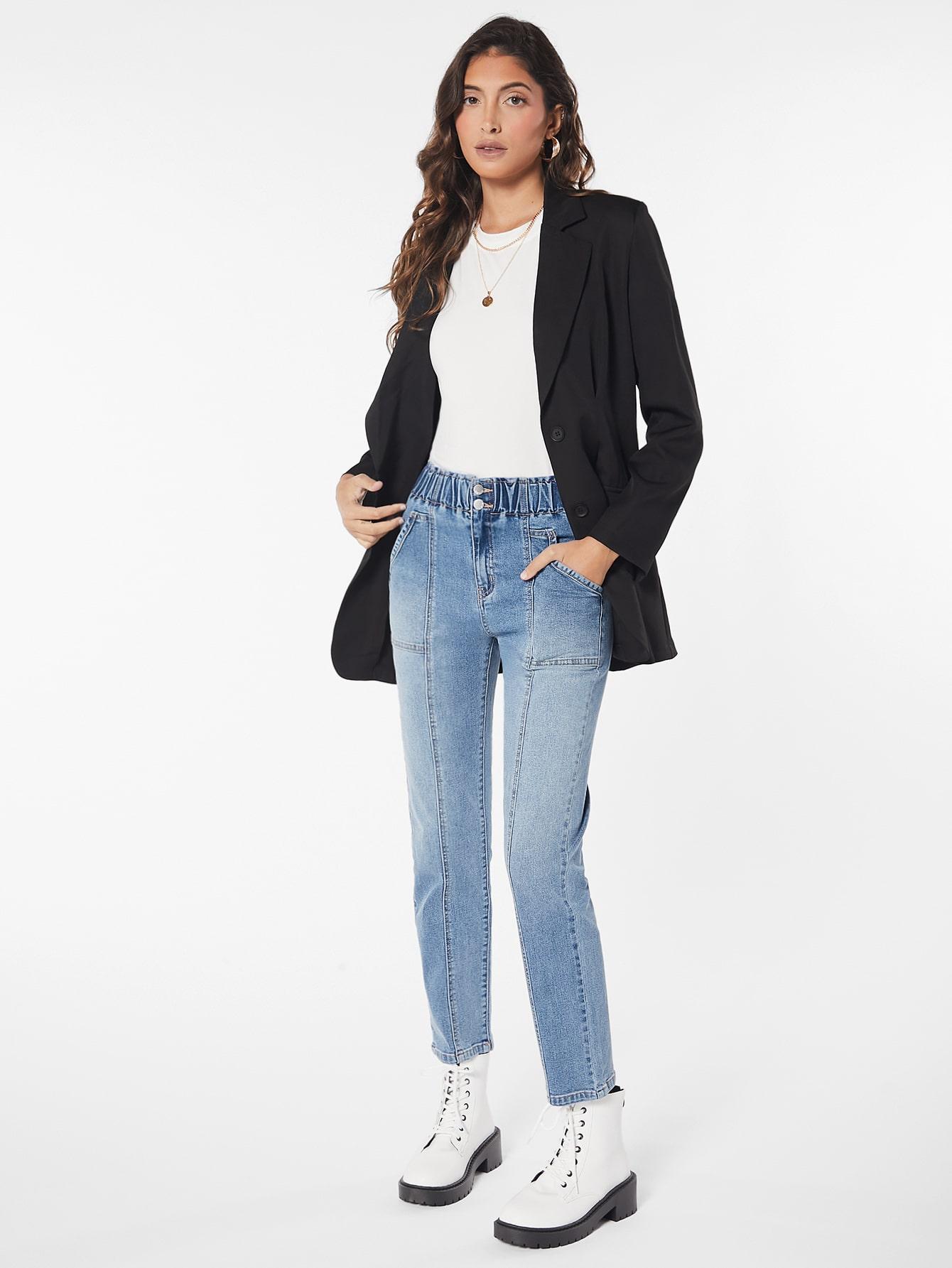 SHEIN NIEBIESKIE SPODNIE JEANS S06__XS