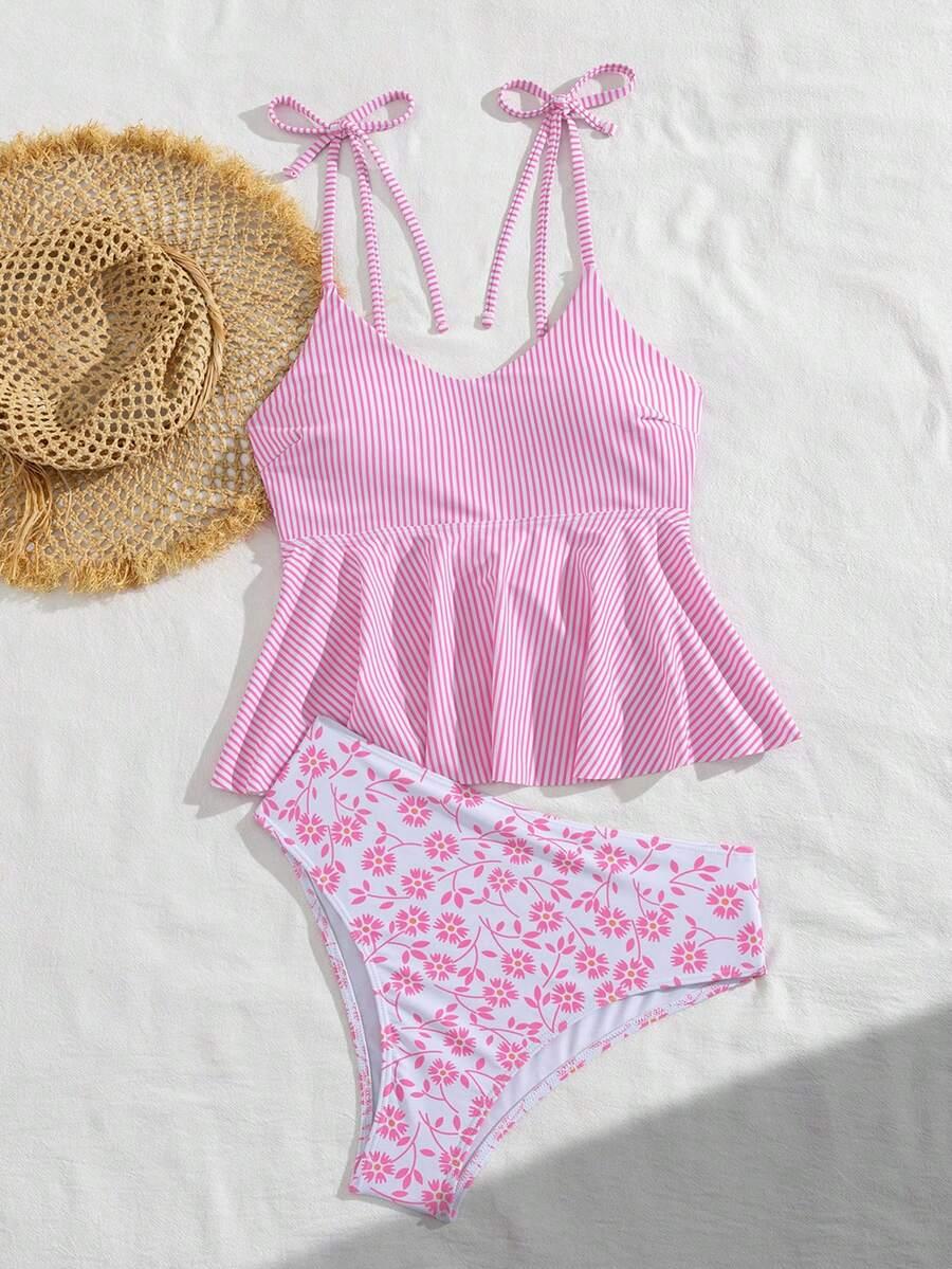 SHEIN DWUCZĘŚCIOWY STRÓJ KĄPIELOWY PRINT S09__XL