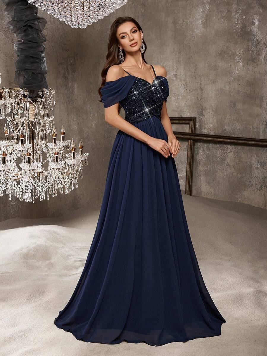 SHEIN GRANATOWA MAXI SUKIENKA S06__S