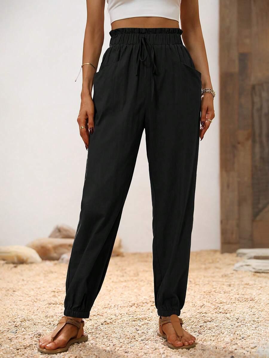 SHEIN CZARNE SPODNIE GUMKA W PASIE S06__M