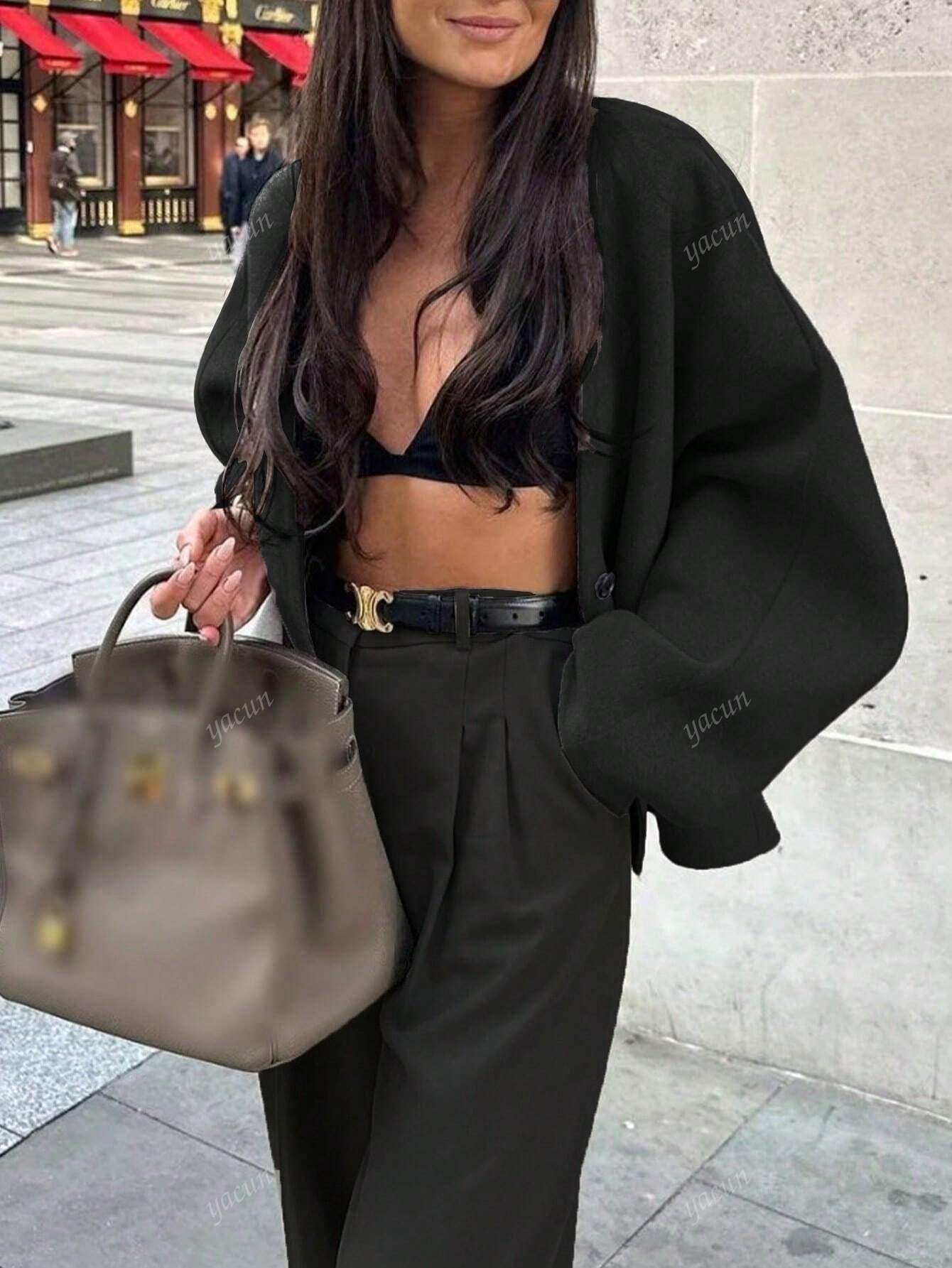 SHEIN CZARNA KURTKA GUZIKI W01__S