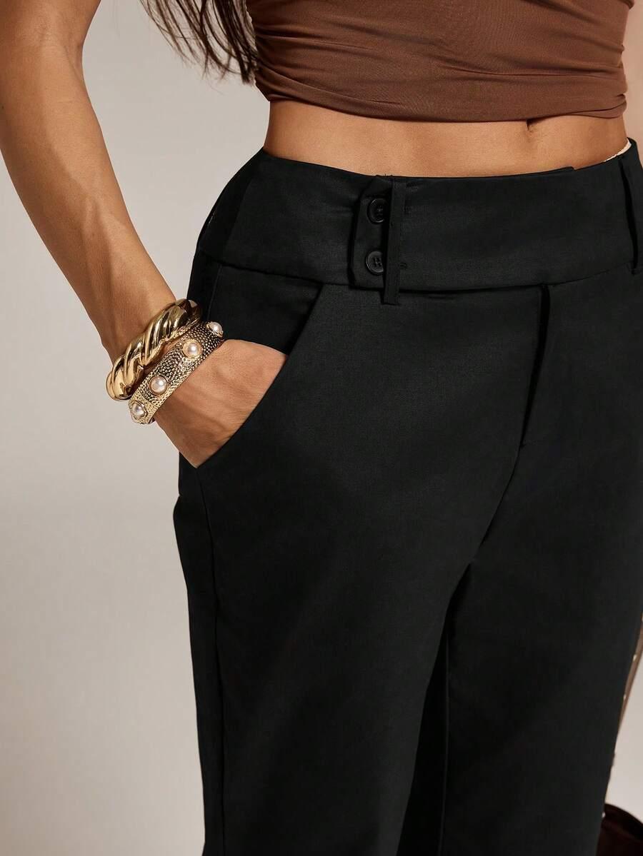 SHEIN CZARNE SPODNIE PROSTA NOGAWKA S06__S
