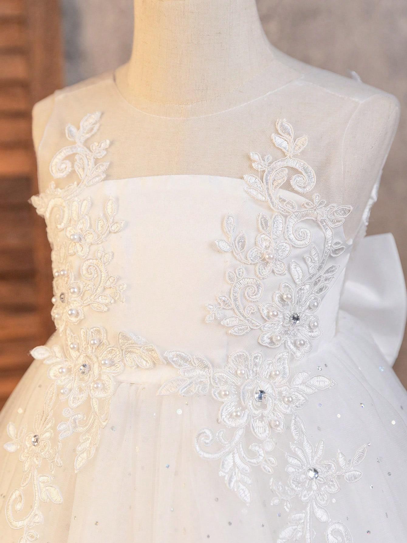 SHEIN BIAŁA SUKIENKA KOKARDA S06__104-110