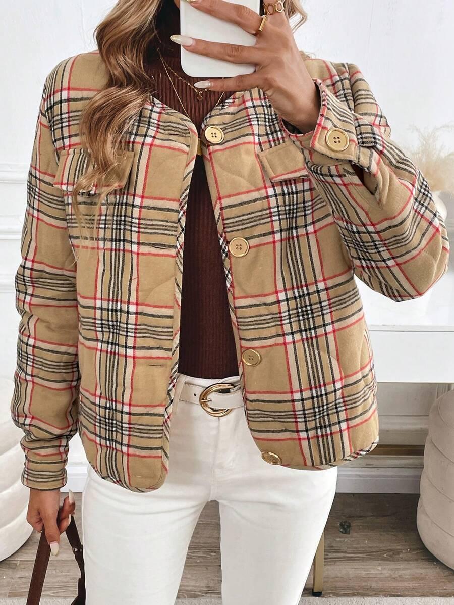 SHEIN KURTKA WZÓR KRATKA W01__M