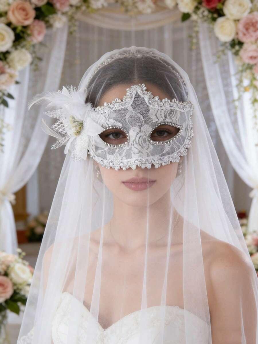 SHEIN BIAŁA MASKA ZDOBIENIA S07__OS