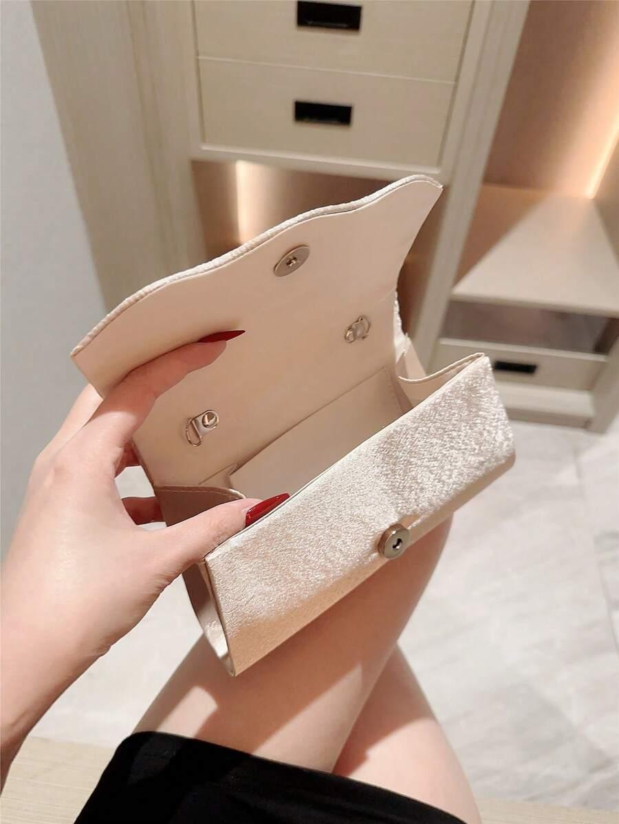 SHEIN KREMOWA TOREBKA KOPERTÓWKA ZDOBIENIE PEREŁKI S07__20X4,5X11CM